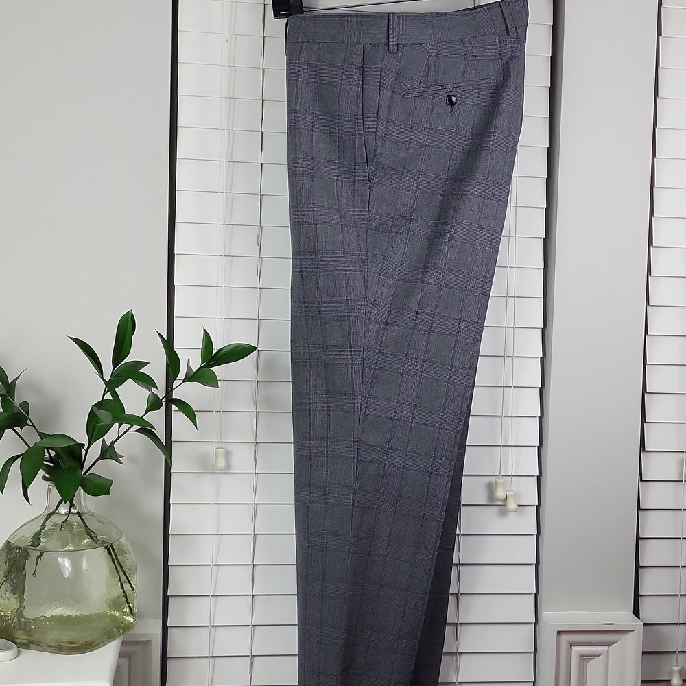 NWT Ted Baker Jefferson Trim fit Plaid Wool Dress Pants‎ Gray. Size 36
